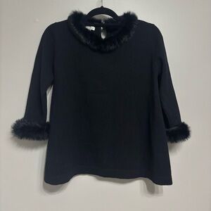 Cortland Park Coco Cashmere Sweater with rabbit hair accents, size medium